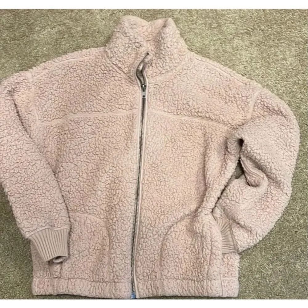 Abercrombie & Fitch XS Pink Sherpa Full Zip Jacket - Picture 2 of 5